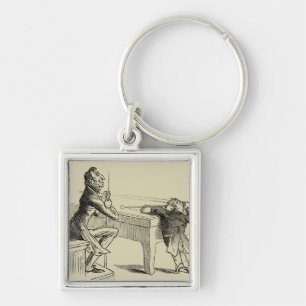 Porte-clés Croquis au crayon de deux hommes jouant au billard