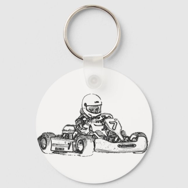 Porte-clés Croquis crayon Kart Racing (Recto)