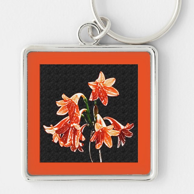 Porte-clés Croquis de Daylilies - Mandarin orange et rouille (Devant)