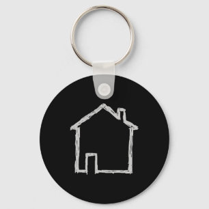 Porte-clés Croquis de maison. Gris et Noir.