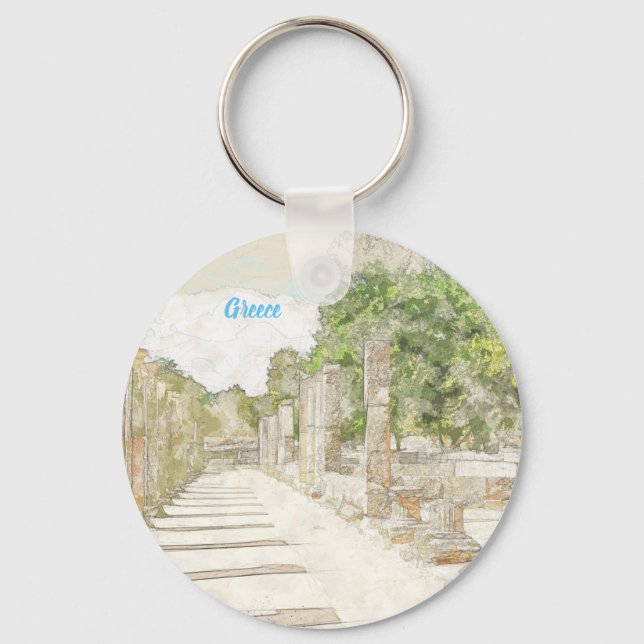 Porte-clés Croquis de ruines dans l'antique Olympia Elis Grèc (Recto)