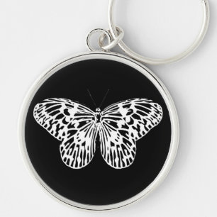 Porte-clés Croquis papillon, blanc et noir