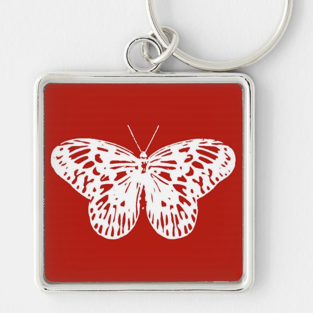 Porte-clés Croquis papillon, rouge et blanc foncé (Devant)