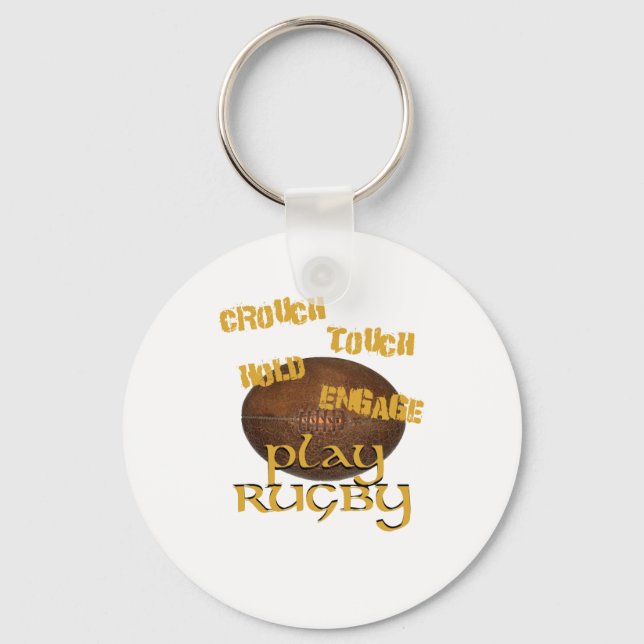 Porte-clés Crouch, Touch, Hold, Engage. . .Play Rugby (Recto)