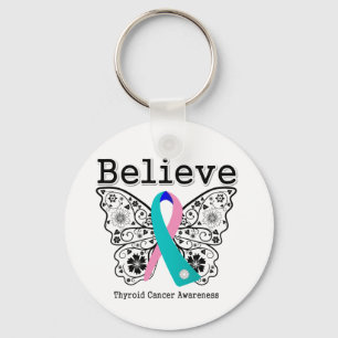 Porte-clés Croyez - le papillon de cancer de la thyroïde
