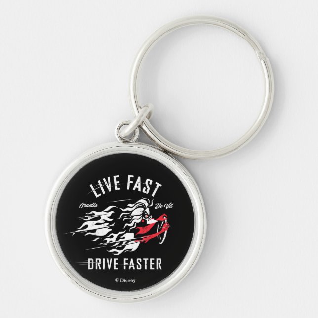 Porte-clés Cruella De Vil | Live Fast Drive Plus rapide (Devant)