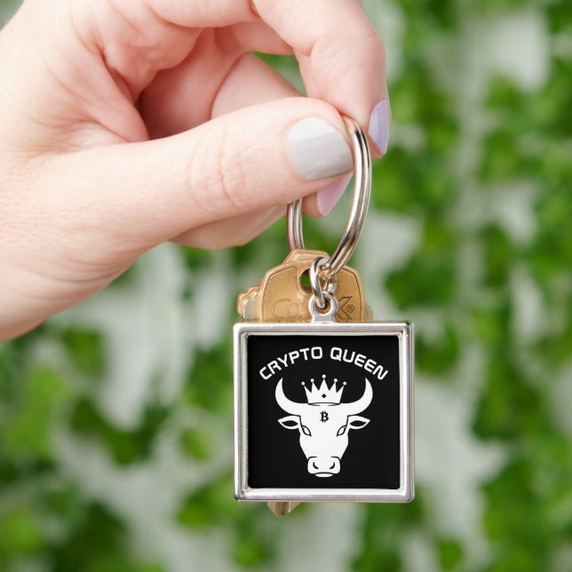 Porte-clés Crypto Queen Personnalisé Noir (main)