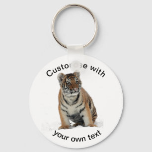 Porte-clés Cub de tigre de texte personnalisé dans la neige