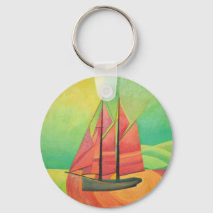 Porte-clés Cubist bateau à voile Abstrait Art géométrique