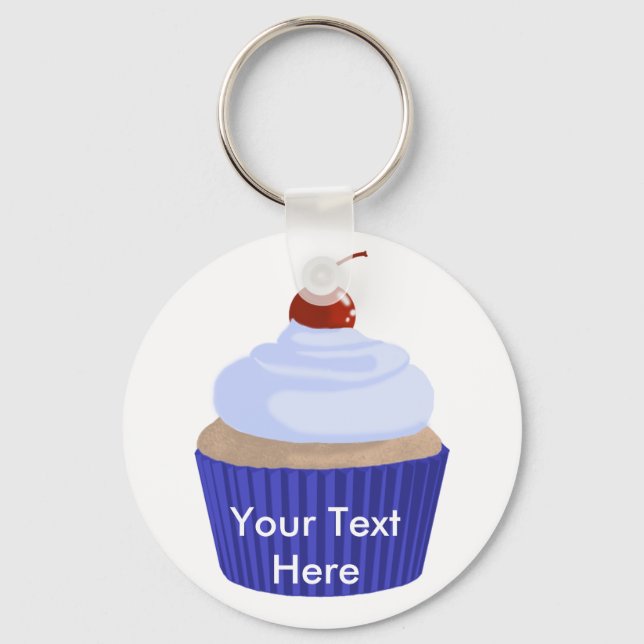 Porte-clés Cupcake-Blue sur bleu (Recto)