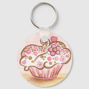 Porte-clés Cupcake rose Coeur Clavier