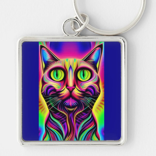 Porte-clés curieux porte - clé de chat (Devant)