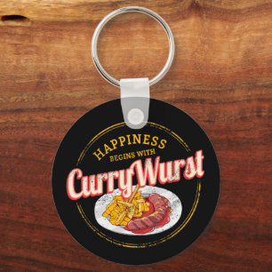 Porte-clés Currywurst Saucisse rétro Vintage frites