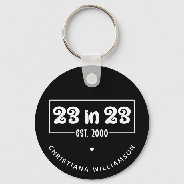 Porte-clés Custom 23rd Birthday Gift 23 en 23 Est 2000 (Recto)
