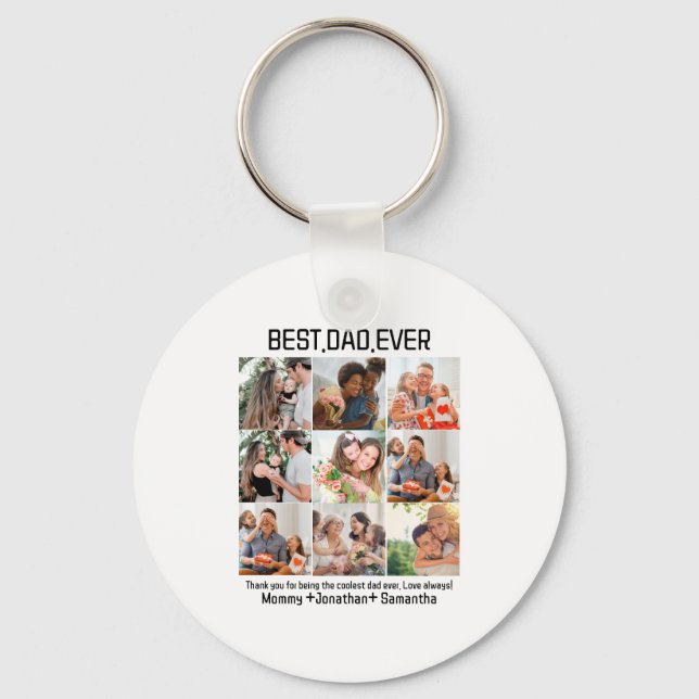 Porte-clés Custom Best Papa Ever Fête des pères 9 Photo Colla (Recto)