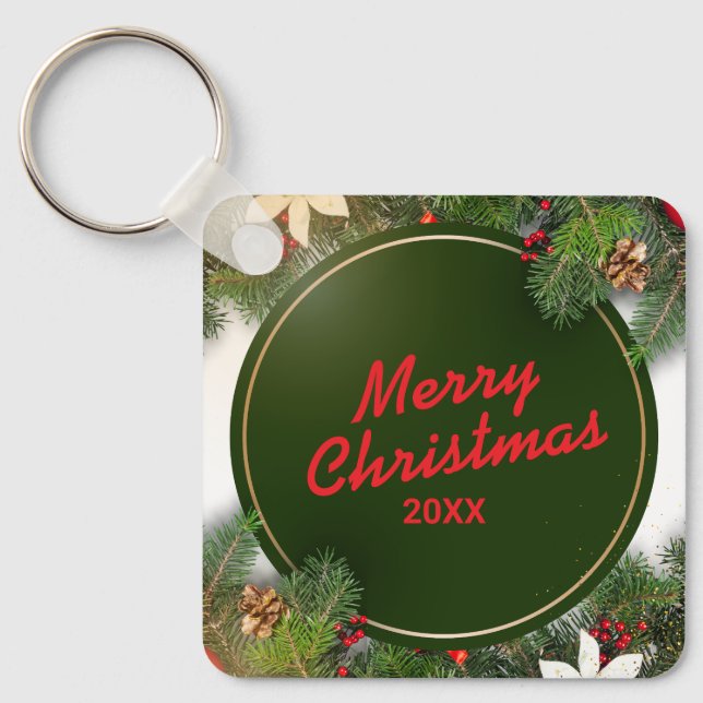 Porte-clés Custom Christmas Square Metal Keychain (Recto)