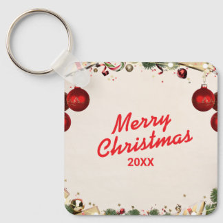 Porte-clés Custom Christmas Square Metal Keychain