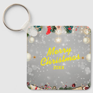 Porte-clés Custom Christmas Square Metal Keychain
