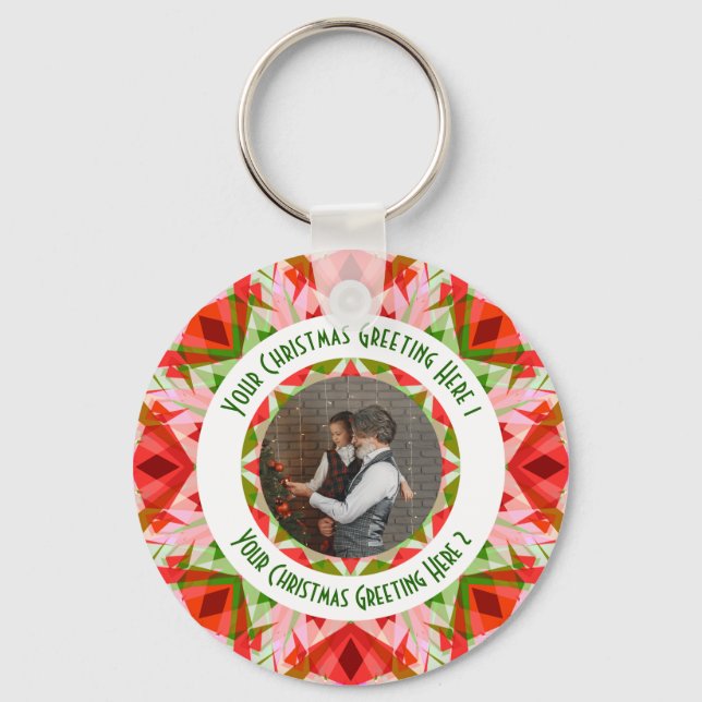 Porte-clés Custom Christmas Star Jolly Red Fun Photo Grey (Recto)