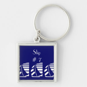 Porte-clés Custom Deco Letter Blue White Sailboats Keychain