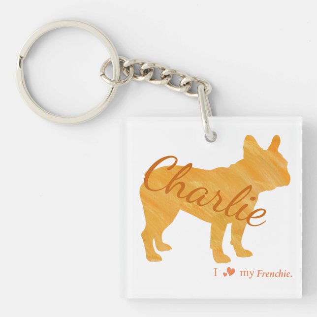 Porte-clés Custom French Bulldog Pastel Orange Frenchie (Devant)