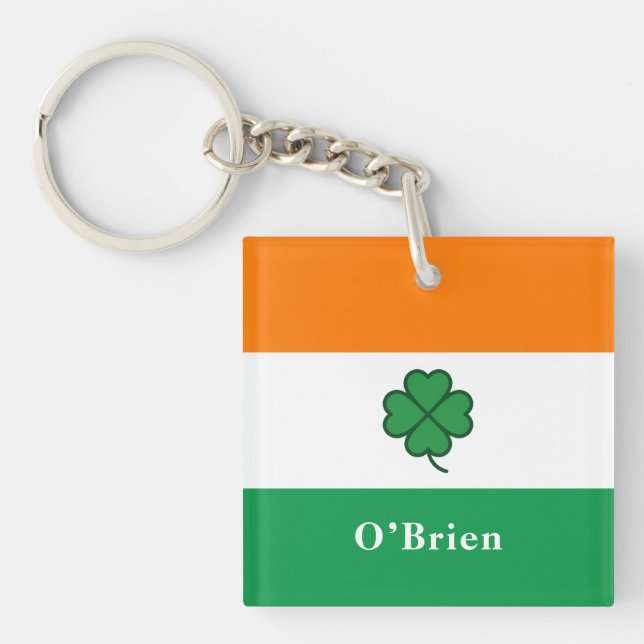 Porte-clés Custom Irish Flag Bottle Opener with Last Name (Devant)
