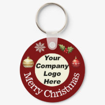 Custom Merry Christmas Keychain with Company Logo