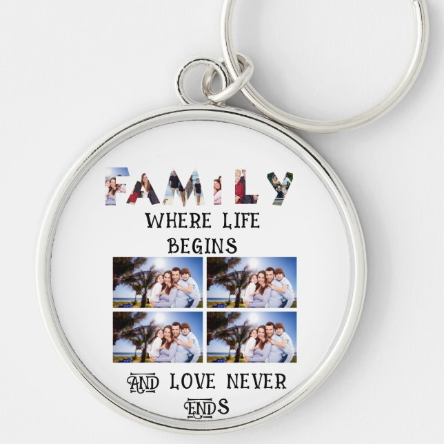 Porte-clés Custom Modern Family Love 10 Photo Collage (Devant)