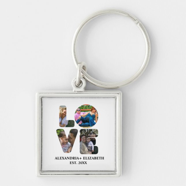 Porte-clés Custom modern love 4 photo collage pour couples (Devant)