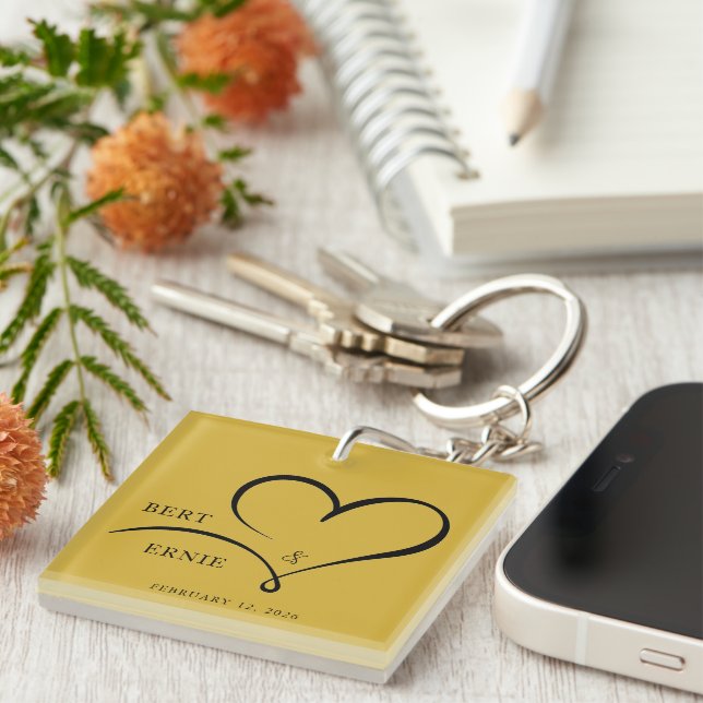 Porte-clés Custom Wedding Keychain Personalized with Your Tex (Devant Droit)