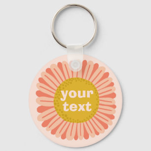 Porte-clés CUSTOMIZE IT Pink Daisy Sunflower Name Tag  
