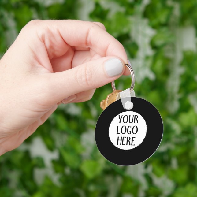 Porte-clés Customize Your Black White company logo (main)