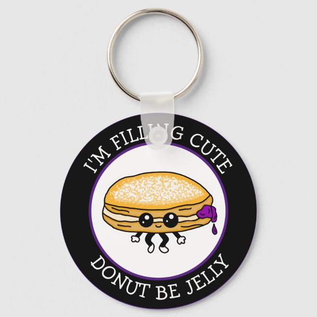 Porte-clés Cute Amusante Kawaii Style Jelly Donut Puns Porte  (Recto)