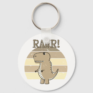 Porte-clés Cute Angry Sepia Cartoon T-Rex Dinosaur Sunset 