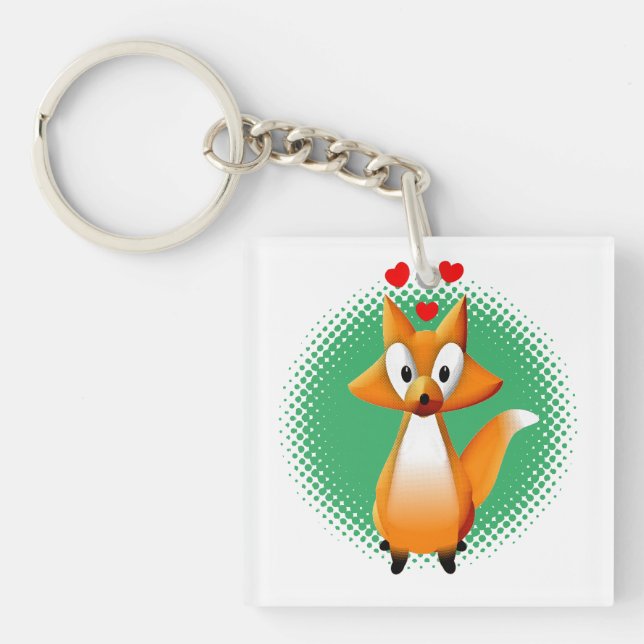 Porte-clés Cute animal caricature Fox (Devant)