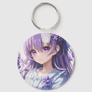 Porte-clés Cute Anime Girl And Lavender