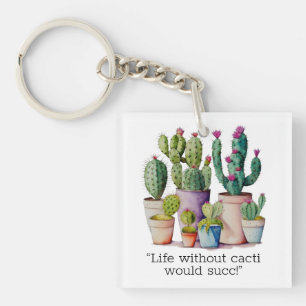 Porte-clés Cute aquarelle cactus succulents dans les pots