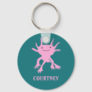 Porte-clés Cute Axolotl Salamander rose Personnalisée