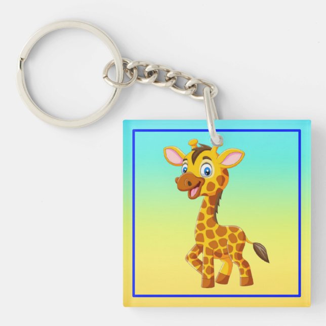 Porte-clés Cute Baby Giraffe Smiling Cartoon-35280 (Devant)
