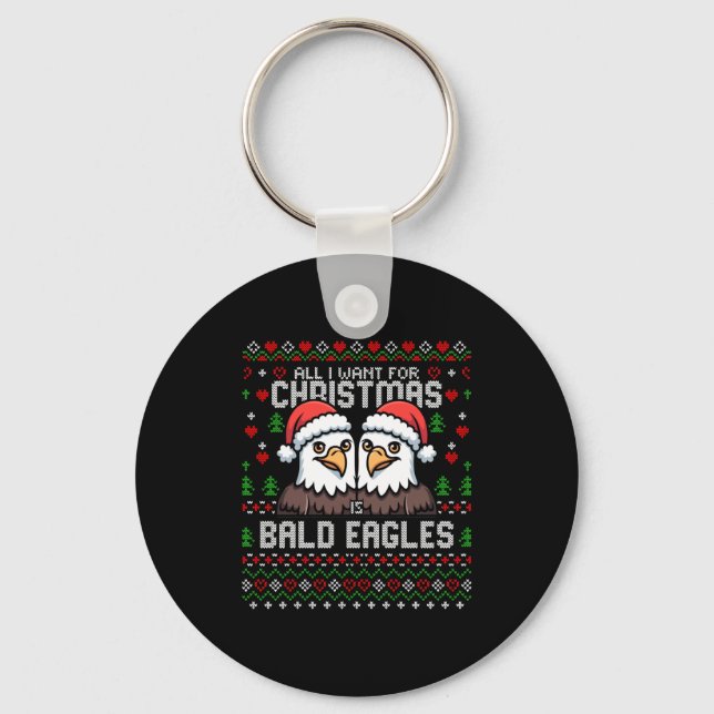Porte-clés Cute Bald Eagles Christmas Ugly Xmas Sweater Patri (Recto)