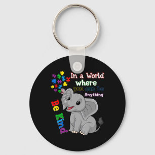 Porte-clés Cute Be Kind Elephant Et Puzzle Pièce Autisme Awar