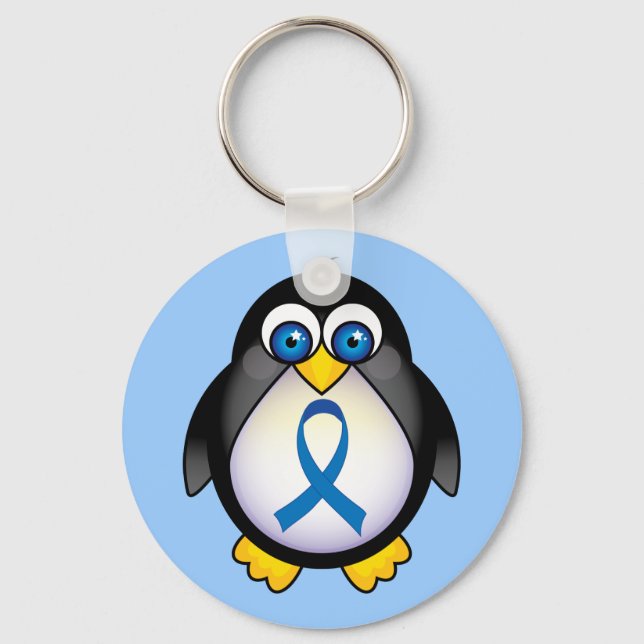 Porte-clés Cute Blue Ribbon Penguin Sensibilisation Kechain (Recto)