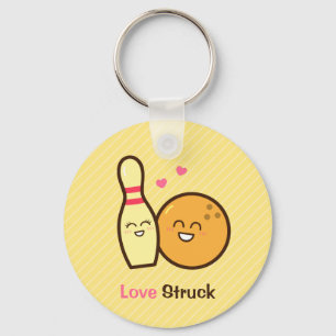 Porte-clés Cute Bowling Ball and Pin Love Struck Pun Keychain