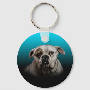 Porte-clés Cute Boxer Dog w Blue Black Gradient arrière - pla