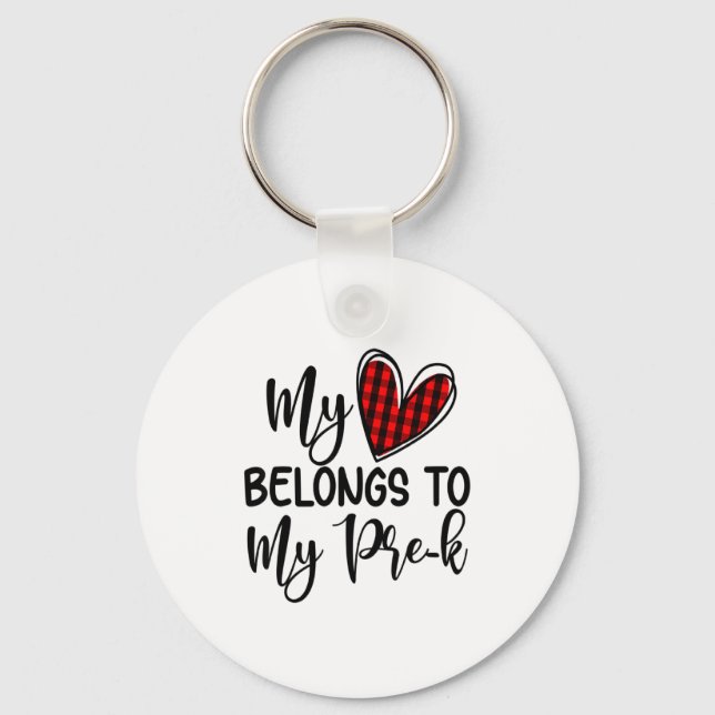 Porte-clés Cute Buffalo Plaid Heart Valentines Day For Pre K  (Recto)