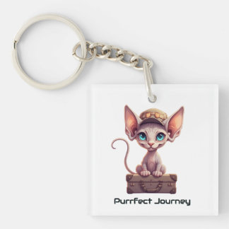 Porte-clés Cute Cat Luggage Tag  Gift for Cat Lovers & Travel