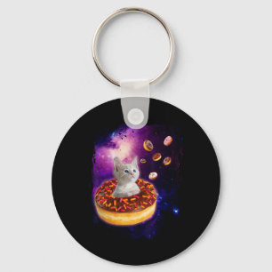 Porte-clés Cute Chat À L'Intérieur De Donut Dans L'Espace Gar