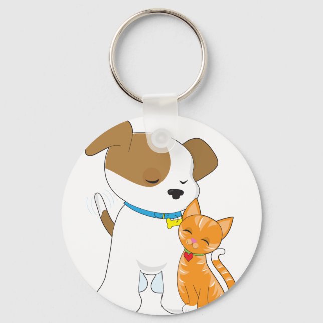 Porte-clés Cute chiot et chat (Recto)