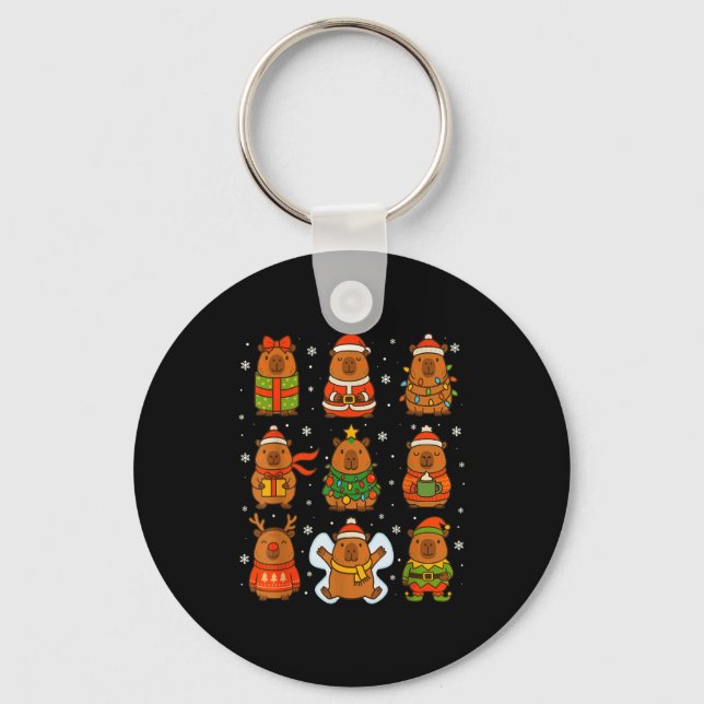 Porte-clés Cute Christmas Capybara Funny Family Xmas Men Wome (Recto)