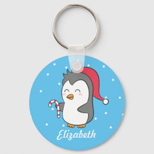 Porte-clés Cute Christmas Penguin Candy Cane Kids Keychain
